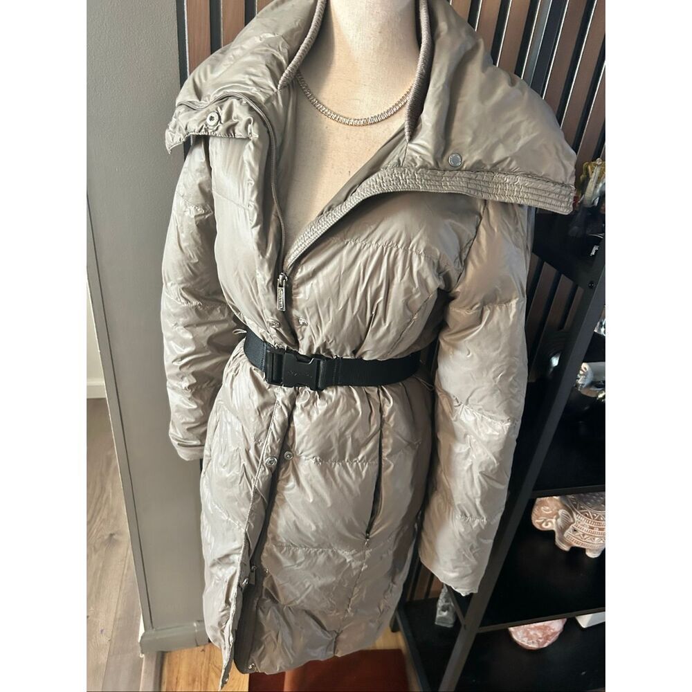 Calvin Klein lightweight winter coat puffy jacket filled w feathers sz XS green